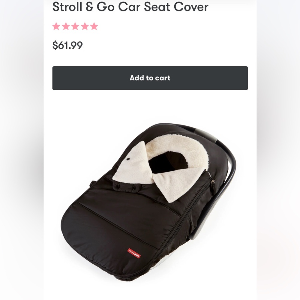 Skip Hop Black Stroll & Go Car Seat Cover with Cream Sherpa Liner